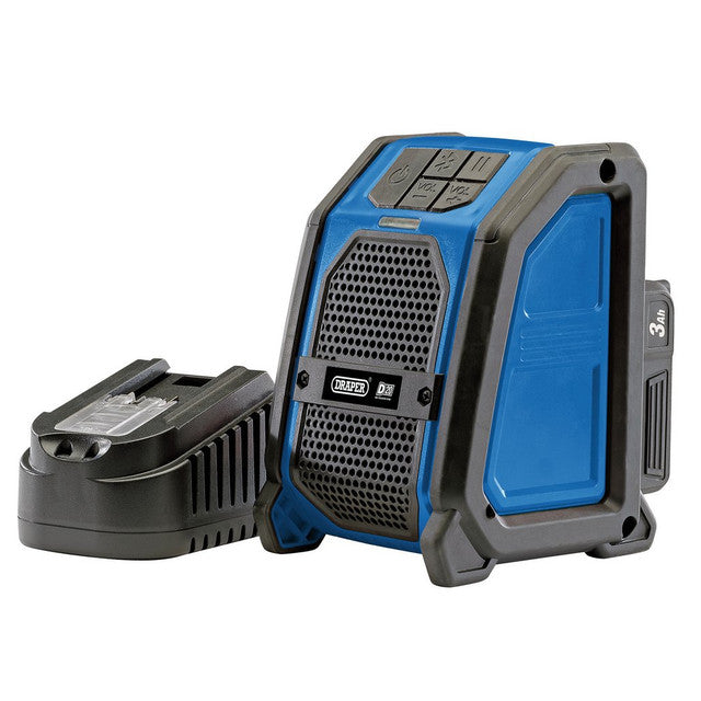 Draper Tools D20 20V Wireless Speaker With 1 x 3.0Ah Battery And Charger