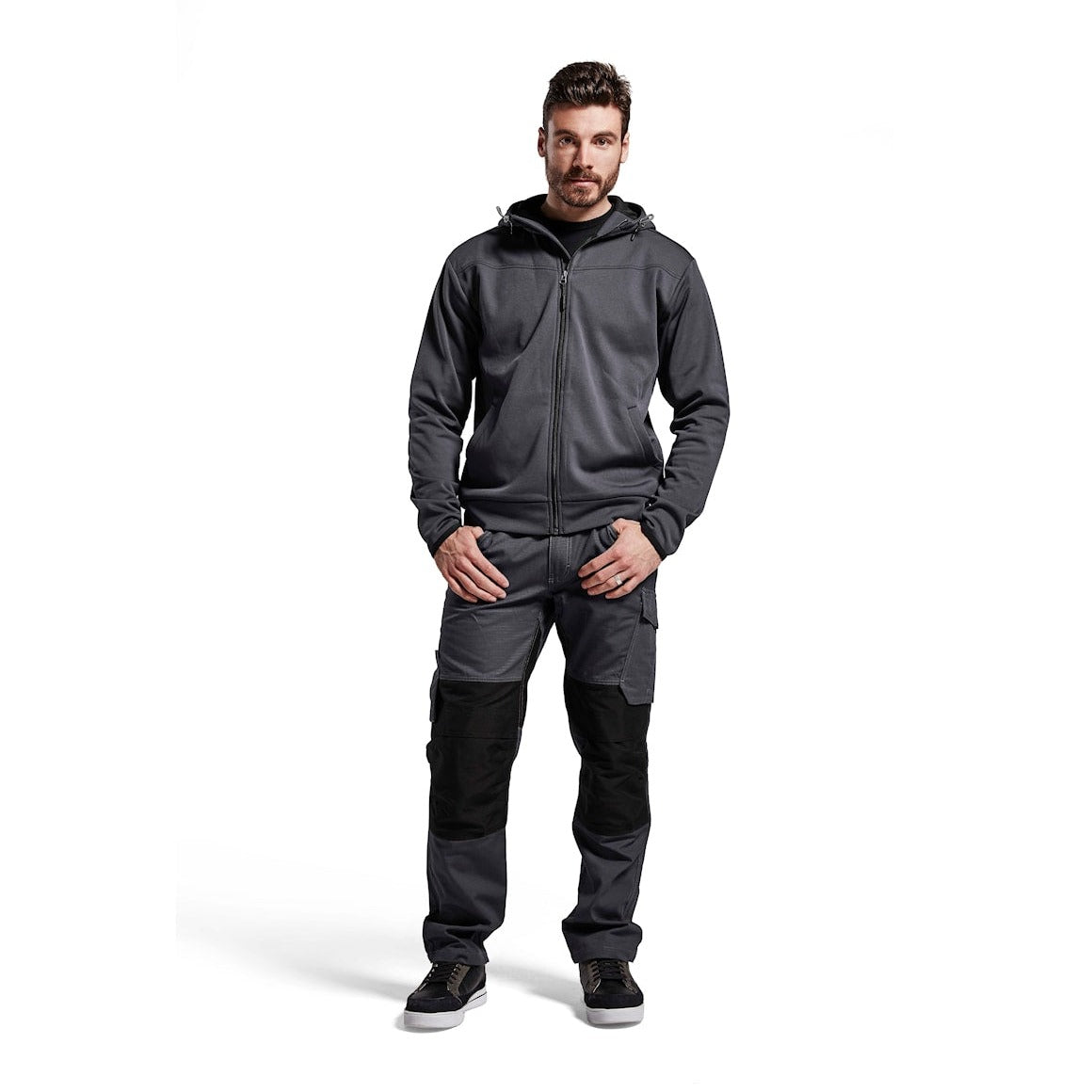 Blaklader Service Trousers with Stretch 1495 #colour_mid-grey-black