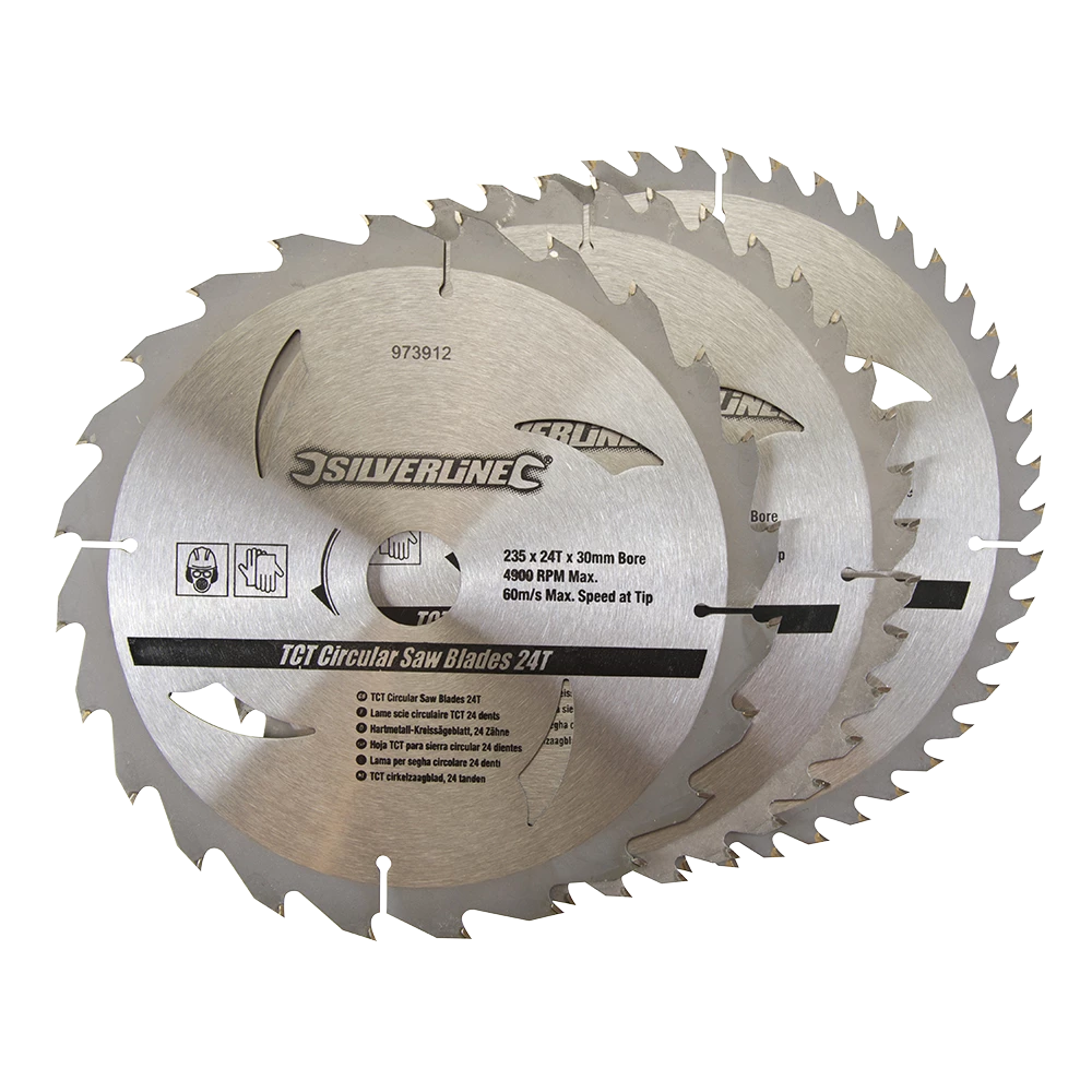 Silverline TCT Circular Saw Blades 24, 40, 48T 3Pk
