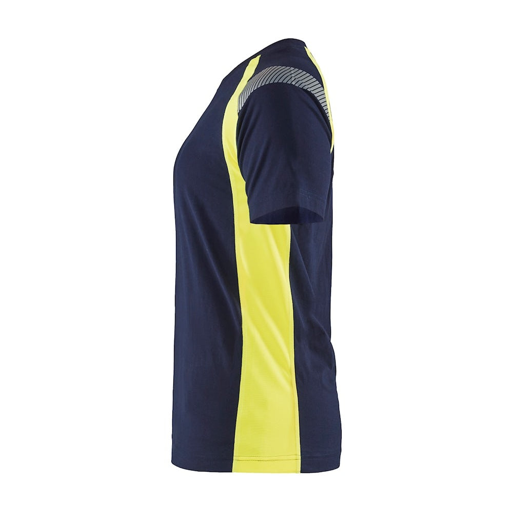 Blaklader Women's T-Shirt 3402 #colour_navy-blue-hi-vis-yellow