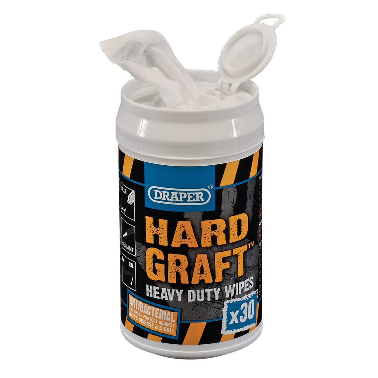 Draper Tools Hard Graft Wipes (Tub Of 30)