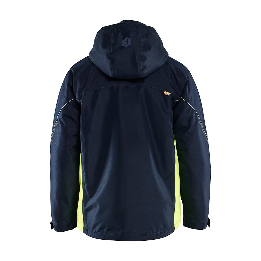 Blaklader Lightweight Lined Functional Jacket 4890 #colour_dark-navy-blue-hi-vis-yellow