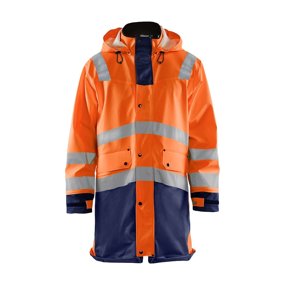 Blaklader Rain Coat Hi-Vis Level 3 4326 #colour_orange-navy-blue