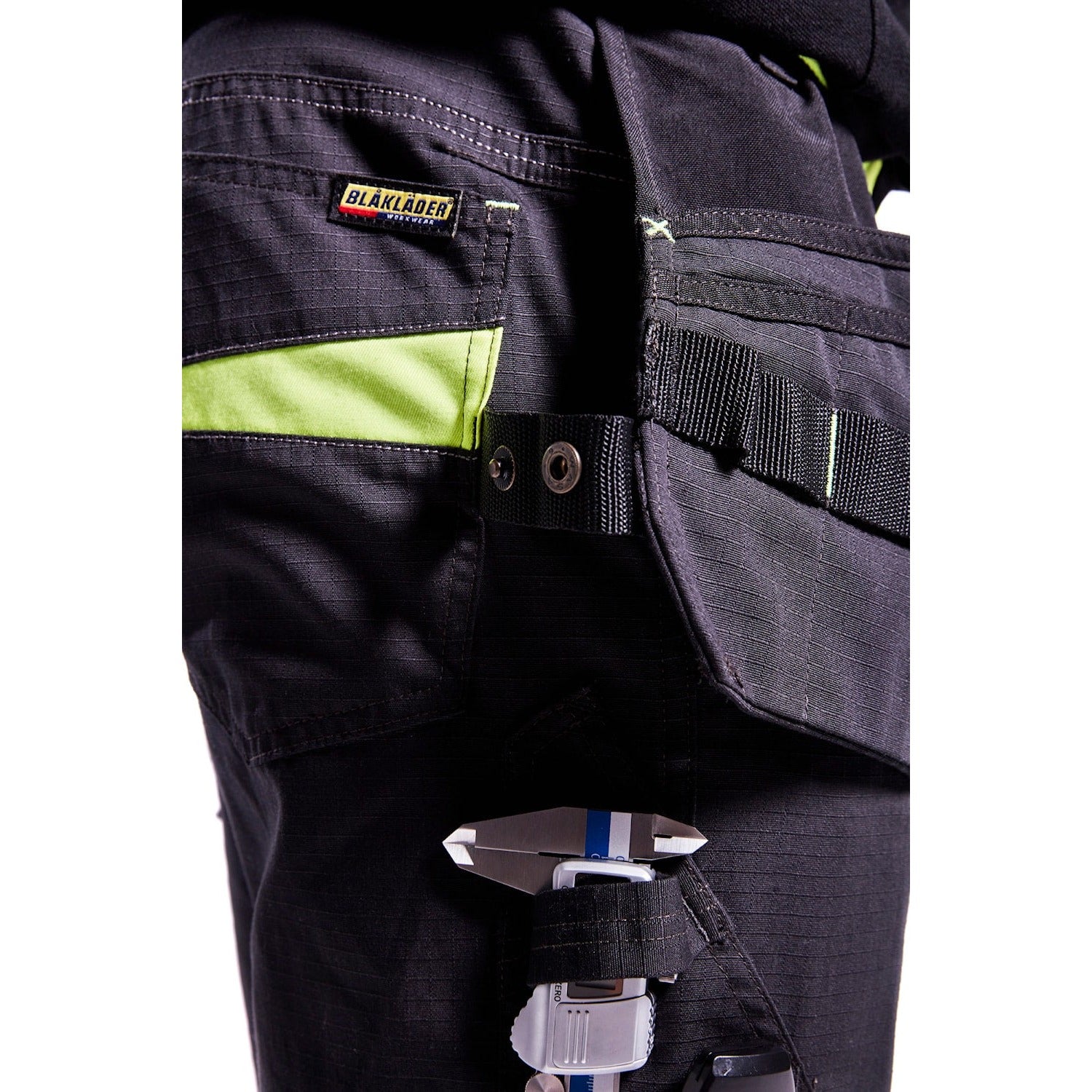 Blaklader Service Trousers with Stretch And Nail Pockets 1496 #colour_black-hi-vis-yellow