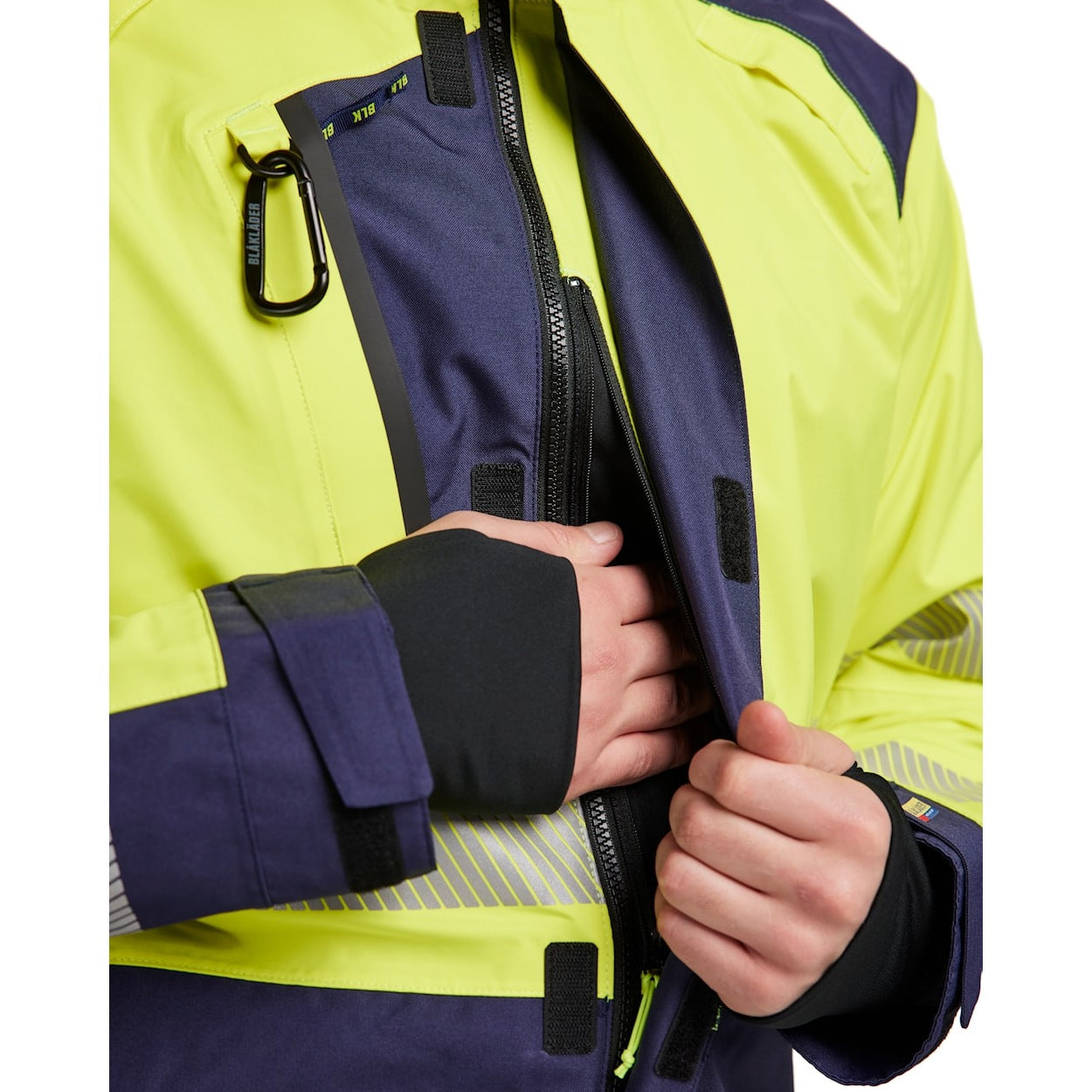 Blaklader Shell Jacket Hi-Vis 4435 #colour_hi-vis-yellow-navy-blue