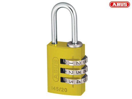 ABUS Mechanical 145/20 20mm Aluminium Combination Padlock Yellow 46572