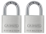 ABUS Mechanical 64TI/30mm TITALIUM Padlock Carded Twin Pack