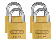 ABUS Mechanical 65/30mm Brass Padlock Quad Pack