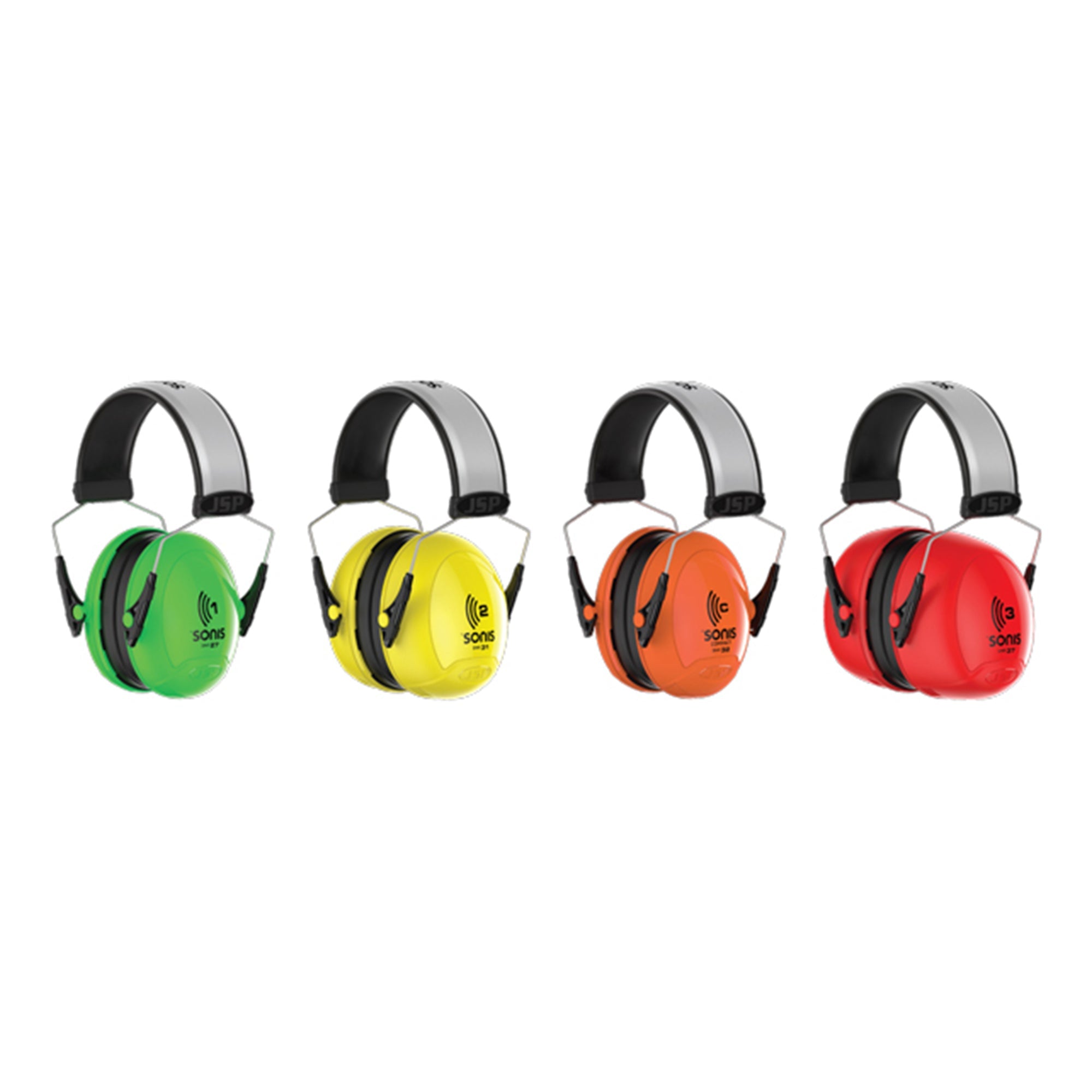 JSP Sonis Compact Low Profile Extra Visibility Adjustable Ear Defenders - 32dB SNR