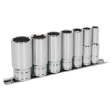 Sealey Socket Set 7pc 3/8"Sq Drive Deep Whitworth