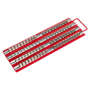Sealey Socket Rail Tray Red 1/4", 3/8" & 1/2"Sq Drive