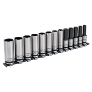 Sealey Socket Set 13pc 1/2"Sq Drive Deep Lock-On 6pt Metric - Black Series