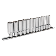 Sealey Socket Set 13pc 1/4"Sq Drive Deep Lock-On 6pt Metric