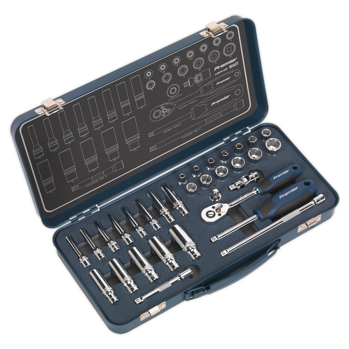 Sealey Socket Set 32pc 1/4"Sq Drive Lock-On 6pt Metric