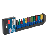 Sealey Multi-Coloured Socket Set 12pc 1/4"Sq Drive 6pt WallDrive® Metric