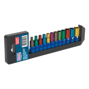 Sealey Multi-Coloured Socket Set 12pc 1/4"Sq Drive 6pt WallDrive® Metric