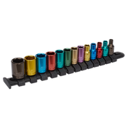 Sealey Multi-Coloured Socket Set 13pc 1/4"Sq Drive 6pt WallDrive® Metric