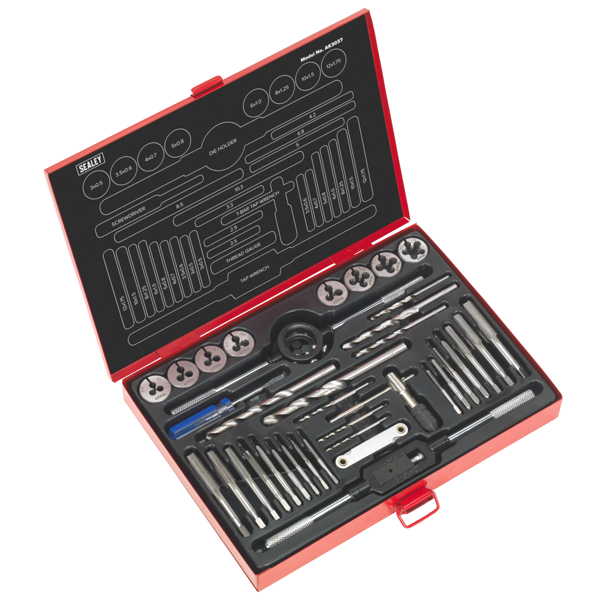 Sealey Tap & Die Set 37pc Split Dies - Metric