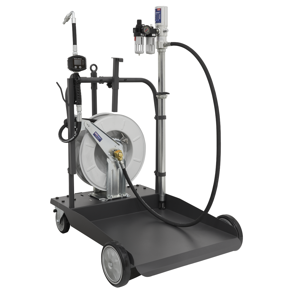 Sealey Oil Dispensing System Air Operated with 10m Retractable Hose Reel