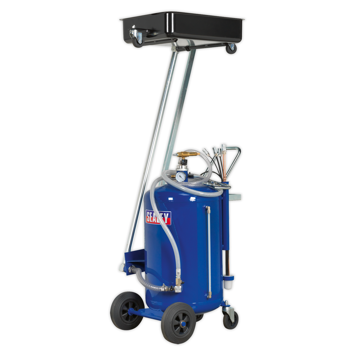 Sealey Mobile Oil Drainer with Probes 80L Cantilever Air Discharge