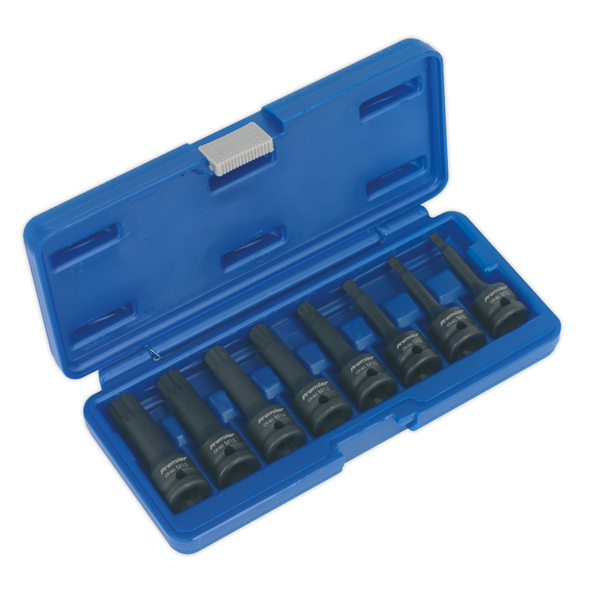 Sealey Impact Spline Socket Bit Set 8pc 1/2"Sq Drive
