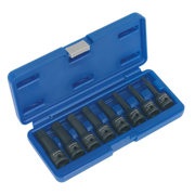 Sealey Impact Spline Socket Bit Set 8pc 1/2"Sq Drive