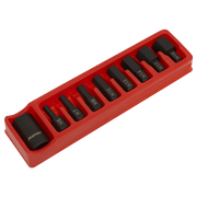 Sealey Impact Hex Bit & Holder Set 9pc 1/2"Sq Drive