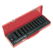 Sealey Impact Socket Set 15pc 1/2"Sq Drive Deep Metric