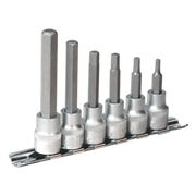Sealey Hex Socket Bit Set with Rail 6pc 3/8"Sq Drive Metric