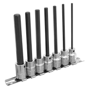 Sealey Hex Socket Bit Set 7pc 3/8"Sq Drive 110mm Metric