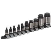 Sealey Hex Socket Bit Set 10pc Stubby 1/4", 3/8" & 1/2"Sq Drive Black Series