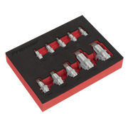 Sealey Hex Socket Bit Set 10pc Stubby 1/4", 3/8" & 1/2"Sq Drive AK6244