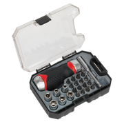 Sealey Fine Tooth Ratchet Screwdriver Socket & Bit Set 24pc Stubby