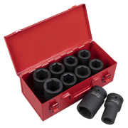 Sealey Impact Socket Set 10pc Deep 1"Sq Drive Metric/Imperial