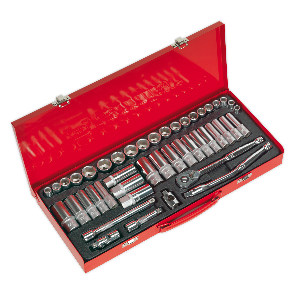 Sealey Socket Set 45pc 3/8"Sq Drive 6pt WallDrive® - Metric/Imperial