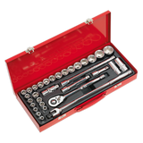 Sealey Socket Set 32pc 1/2"Sq Drive 6pt WallDrive® - Metric/Imperial