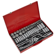 Sealey Socket Set 64pc 3/8" & 1/2"Sq Drive 6pt WallDrive® - Metric/Imperial