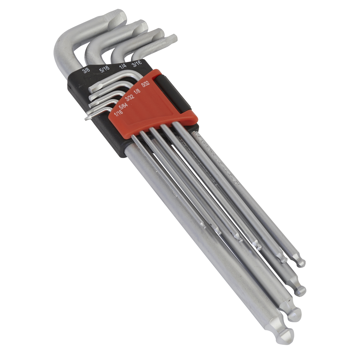 Sealey Ball-End Hex Key Set 9pc Extra-Long Lock-On Imperial