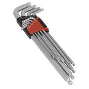 Sealey Ball-End Hex Key Set 9pc Extra-Long Lock-On Imperial