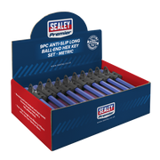 Sealey Ball-End Hex Key Set 9pc Colour-Coded Long Metric - Display Box of 10