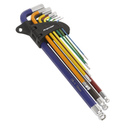 Sealey Ball-End Hex Key Set 9pc Colour-Coded Extra-Long Metric