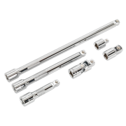 Sealey Wobble/Rigid Extension Bar, Adaptor & Universal Joint Set 6pc 3/8"Sq Drive