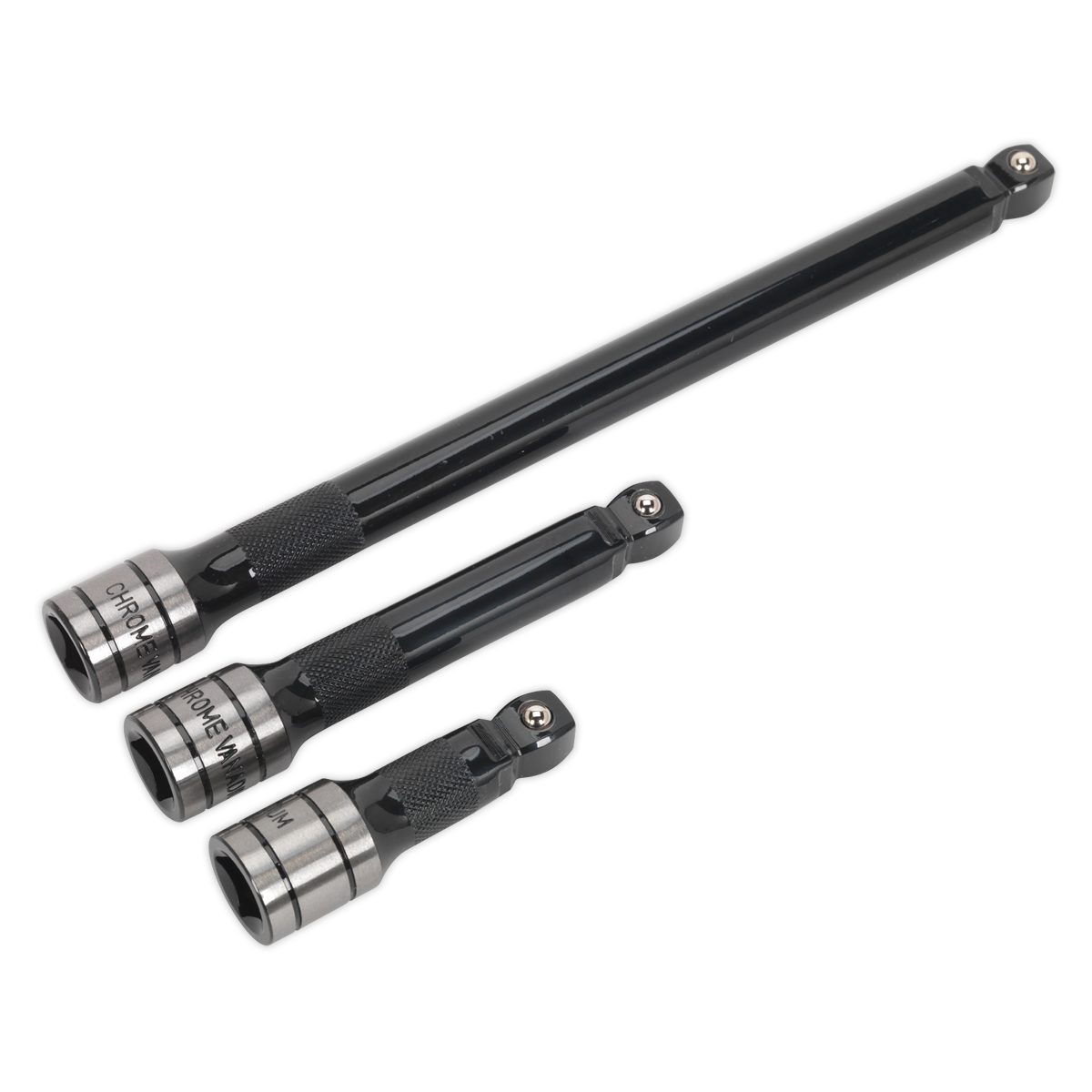 Sealey Wobble/Rigid Extension Bar Set 3pc 1/2"Sq Drive Black Series
