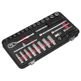 Sealey Socket Set 49pc 1/4"Sq Drive Premier Platinum Series
