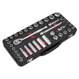 Sealey Socket Set 3/8"Sq Drive 37pc - Metric/Imperial - Premier Platinum Series