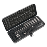 Sealey Socket Set 32pc 1/4"Sq Drive 6pt WallDrive® Metric Black Series