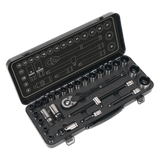 Sealey Socket Set 28pc 1/2"Sq Drive 6pt WallDrive® Metric Black Series