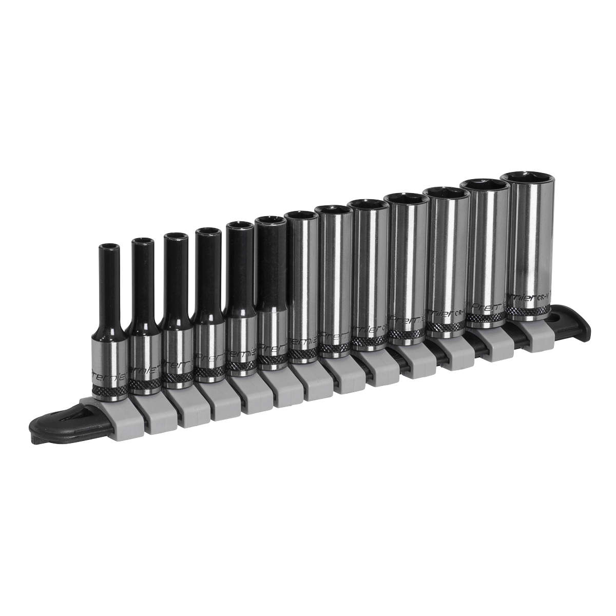 Sealey Socket Set Deep 13pc 1/4"Sq Drive Metric - Black Series
