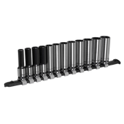 Sealey Socket Set Deep 12pc 3/8"Sq Drive Metric - Black Series