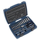 Sealey Socket Set 33pc 1/4"Sq Drive 6pt WallDrive® Metric